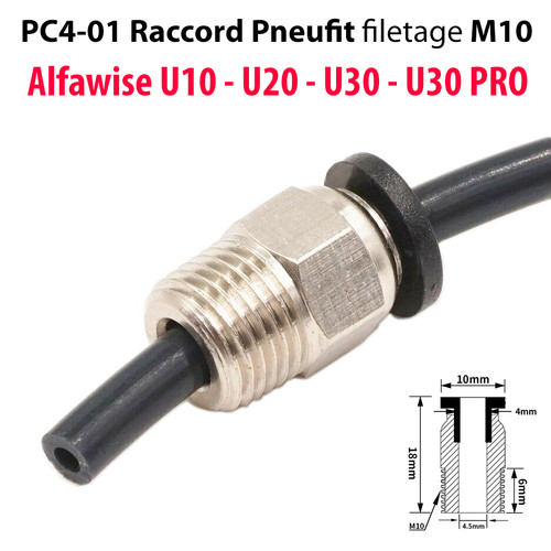 Raccord pneufit pc4 75mm - pc4-01, 1.75mm